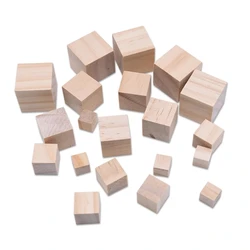 10/20/50P Unfinished Blank Woodwork Mini DIY Wooden Square Blocks 1/1.5/2/2.5cm Wood Cubes Math Making Craft DIY Projects Gifts