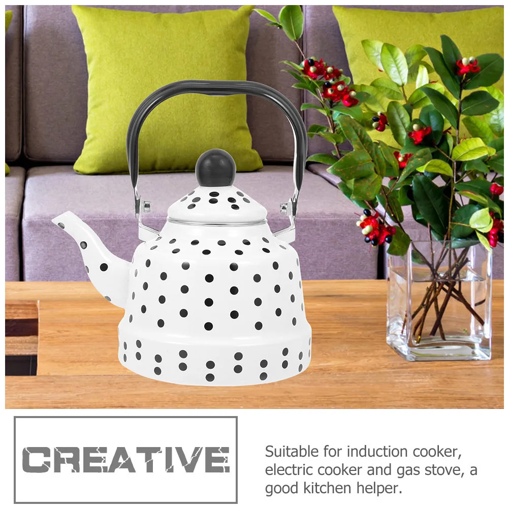 

Enamel Tea Kettle Vintage Style Stove Top Water Boiling Pot For Home Kitchen Hotel Use Gas Electric Induction Compatible
