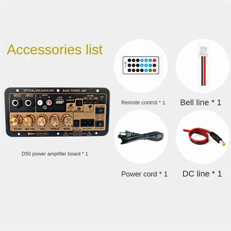 Bluetooth Digital Amplifier Board with Optical Audio Input Karaoke Amplifier Home/Car Subwoofer Amplifier Board(EU Plug)