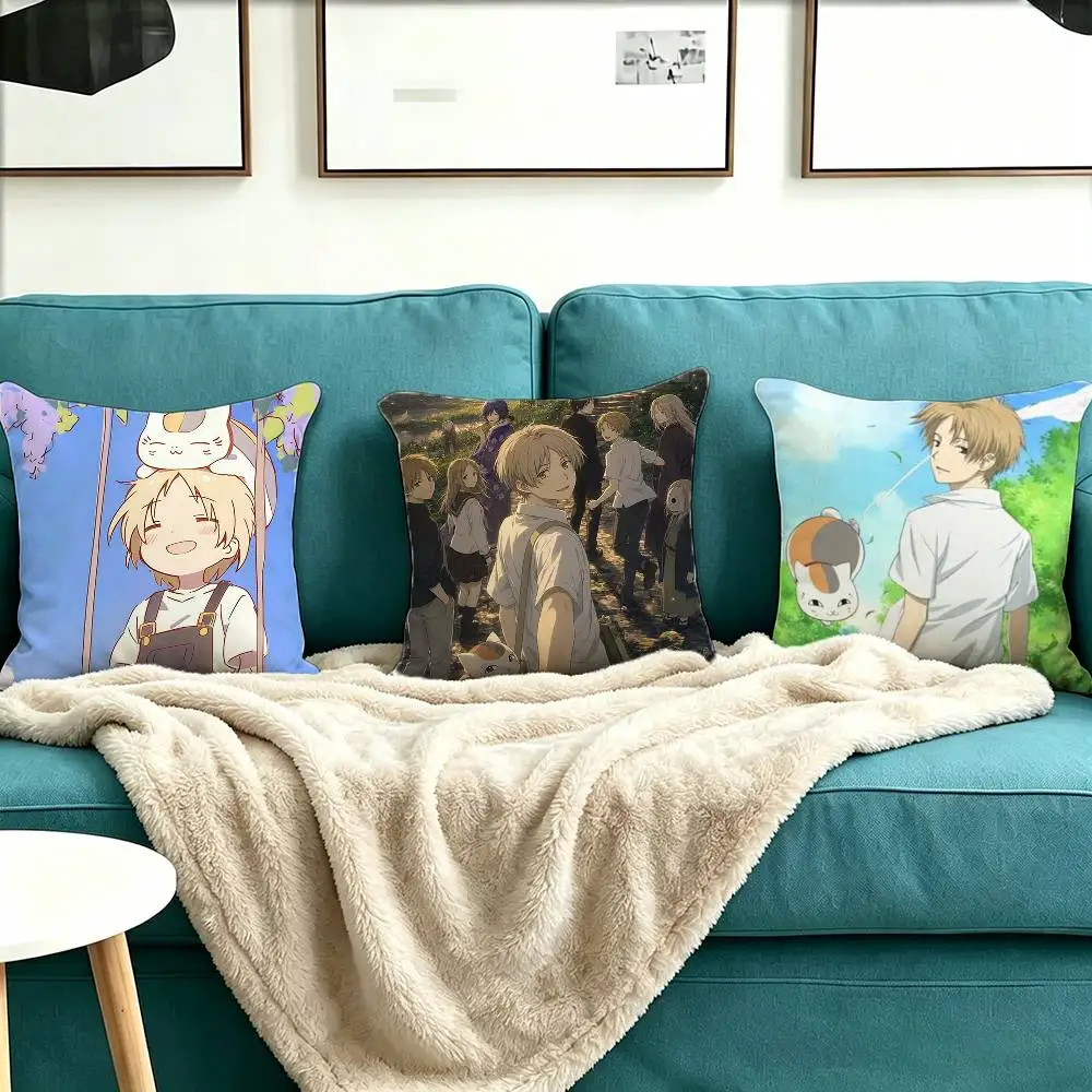 N-Natsume Yuujinchou Shi Square Double-Sided printed Pillow Case Bedroom Bedside Pillow Sofa Cushion Cover