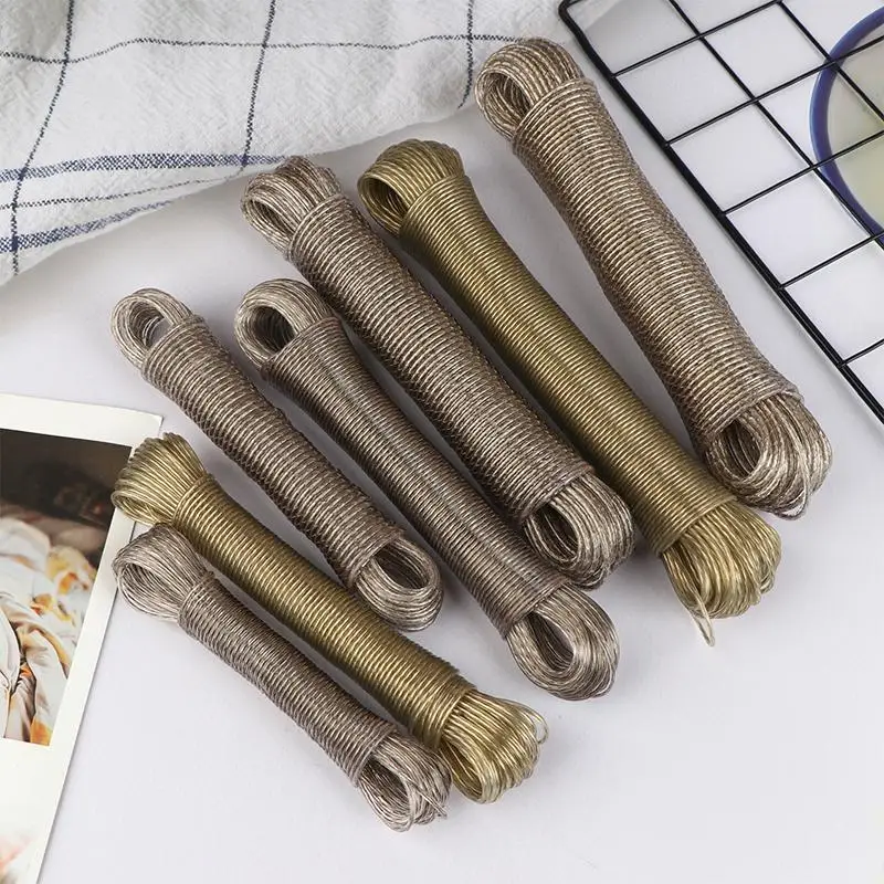10/20/30/50M PVC Coating Steel Clothesline Outdoor Portable Clothesline Garden Camping Travel Clothes Drying Rope