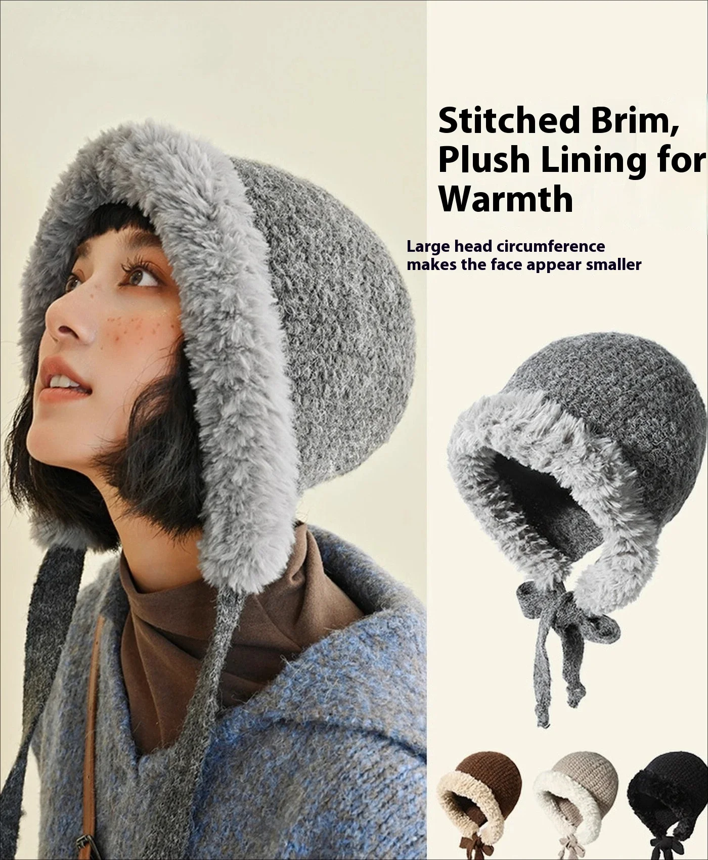 

New autumn and winter wool wool hat, ear protection, warm and cold-proof Lei Feng hat, thickened knitted hat