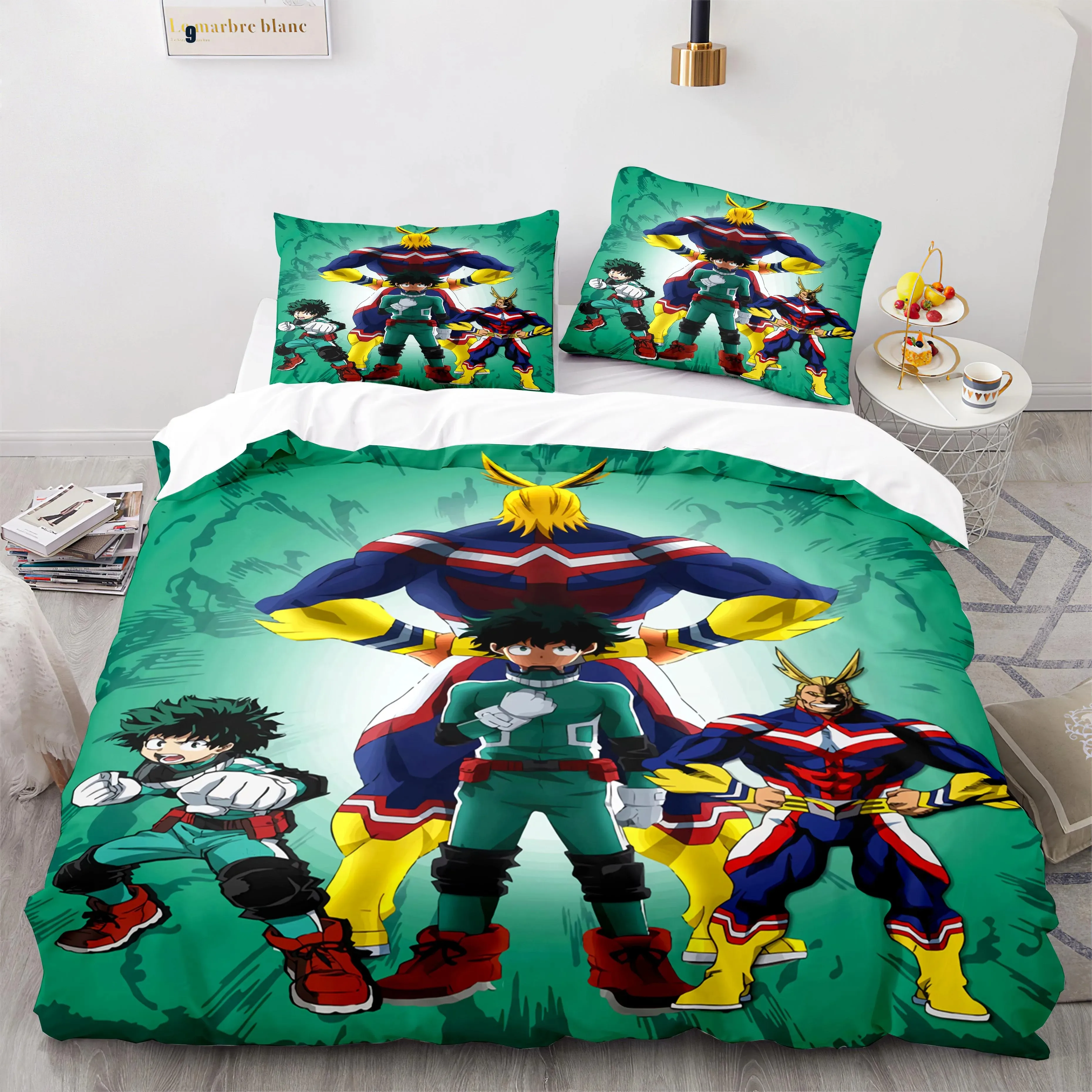 

New Japan Anime My Hero Academia Printed Bedding Set Cartoon Duvet Covers Pillowcases Comforter Bedding Set Bedclothes Bed Linen