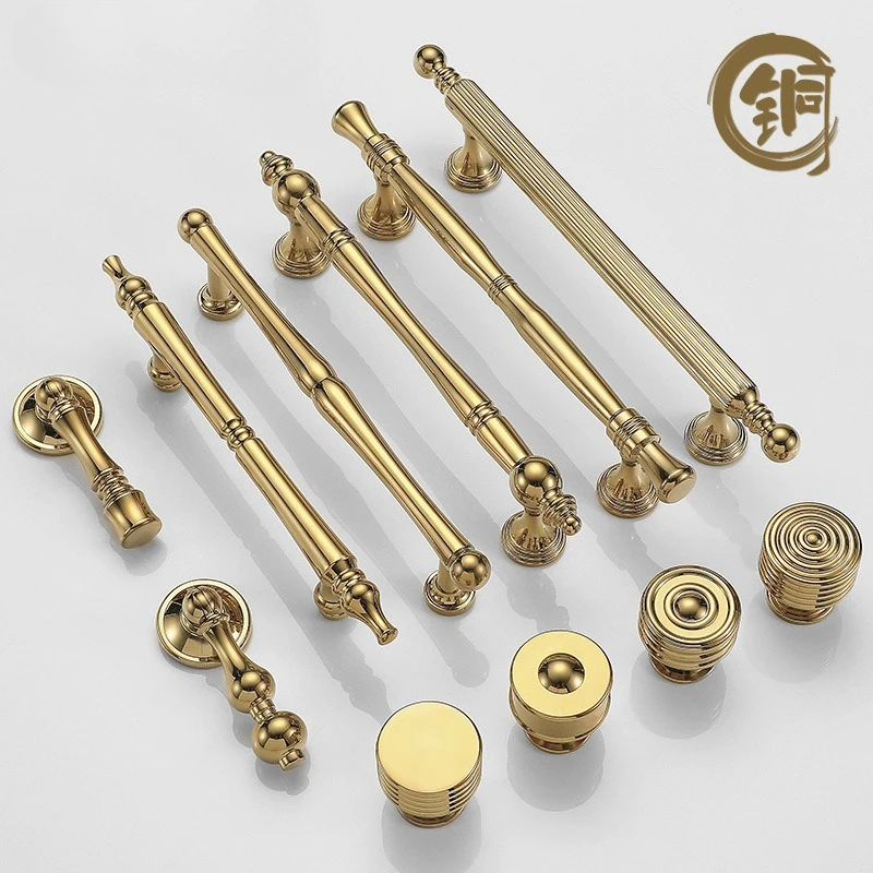 Brushed Antique Brass Handles Luxury Kitchen Cabinet Pull Wardrobe Dresser Drawer Knob Shell Handle Furniture Hardware