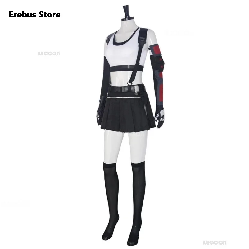 

ss23Final Fantasy FF VII Тифа парик FF7 Remake Game Косплей Костюм Хэллоуин Сексуальный комбинезон Юбка Перчатки Stokings