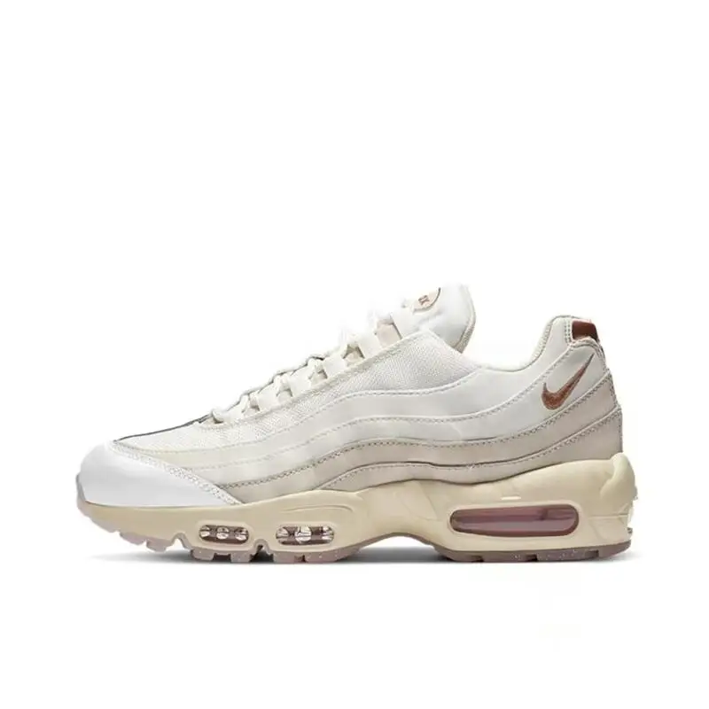 Nike Air Max 95 Versatile Outdoor Sports Retro Shock Absorbent Anti Slip Low Cut Casual Running Shoes for Women, Mi White