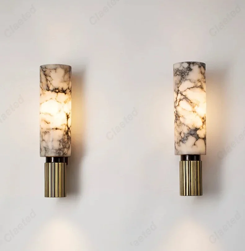 

Nordic LED Marble Wall Lamp Simple Luxury Hotel Living Room Corridor Bedroom Bedside Decorative Lighting