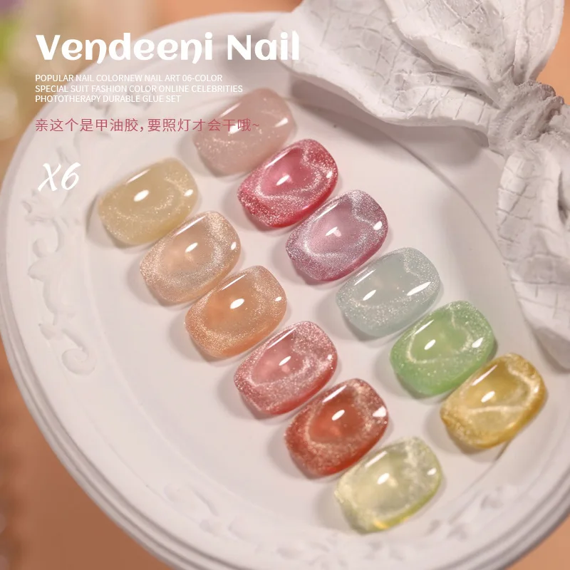 VENDEENI 12 Farben Macaron Cat Eye Nagelgel-Set Nagelstudio 2024 Neuer heißer Verkauf Ungiftiges UV-Gel Mode Nail Art Kit Großhandel