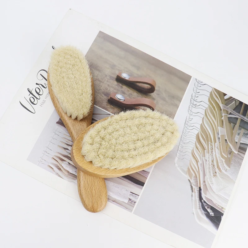 New Baby Care Pure Natural Wool Baby Wooden Hair Brush Newborn Comb Hair Bath Brush