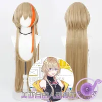 Fura Kanato Cosplay Wig Vtuber Yellow Orange Long 80cm Heat Resistant Synthetic Hair Halloween Party Carnival Headwear + Wig Cap