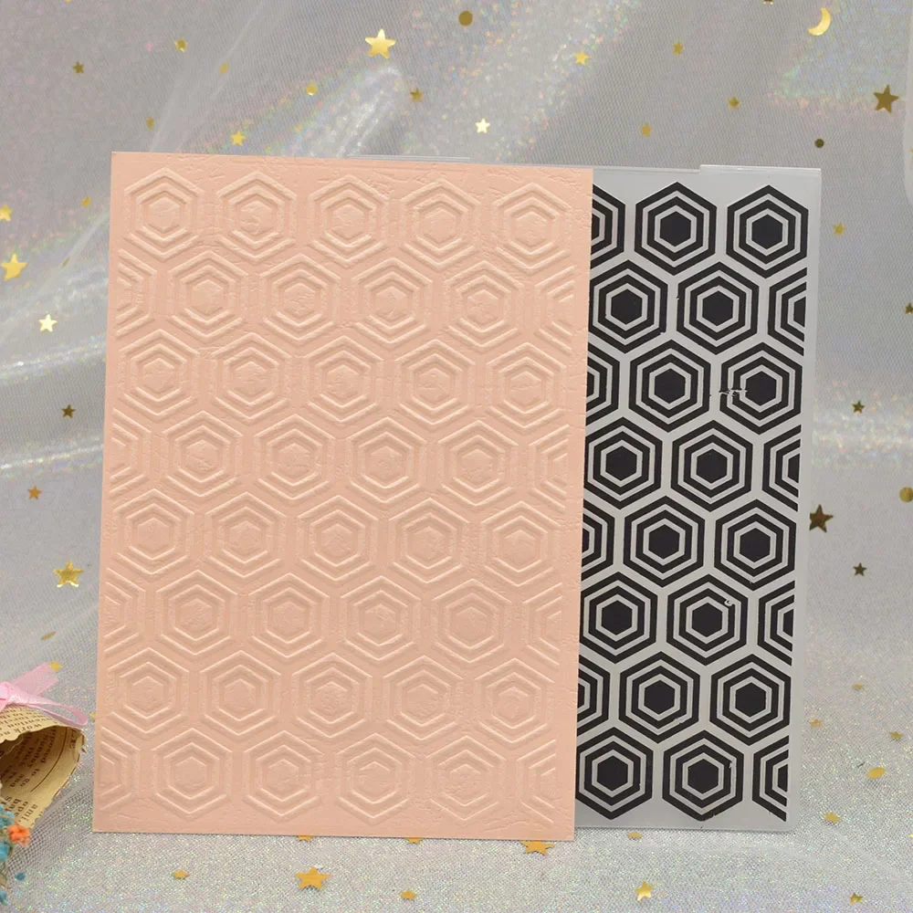 Honeycomb Pattern 3D Embossing Folders for DIY Scrapbooking Paper Card Making Craft Plastic  Template Stencil