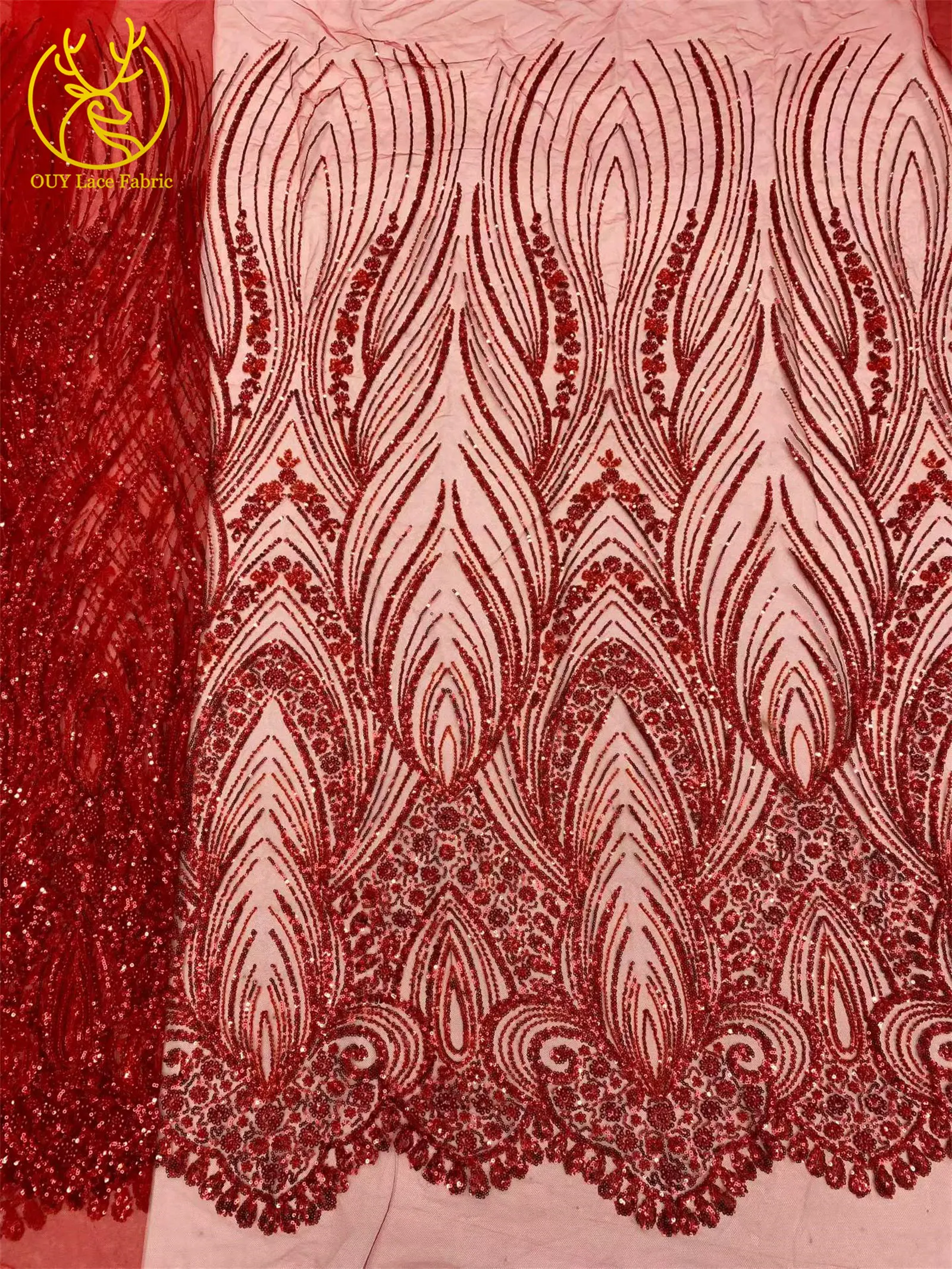 Grüner Afrikanischer Spitzenstoff 2026 Hochwertige Pailletten Tüll Französische Mode Netzspitze Abendkleid Stickerei Nähen – Detail 11