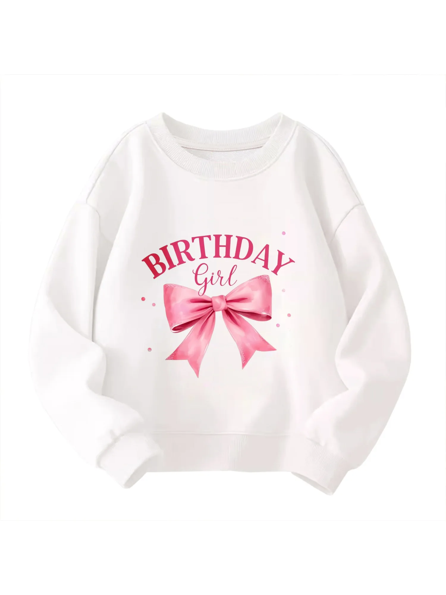 

​Kids Children's Cotton Sweatshirt Birthday Girl with Glitter Bow for Boys Girls Celebration Party Wear​