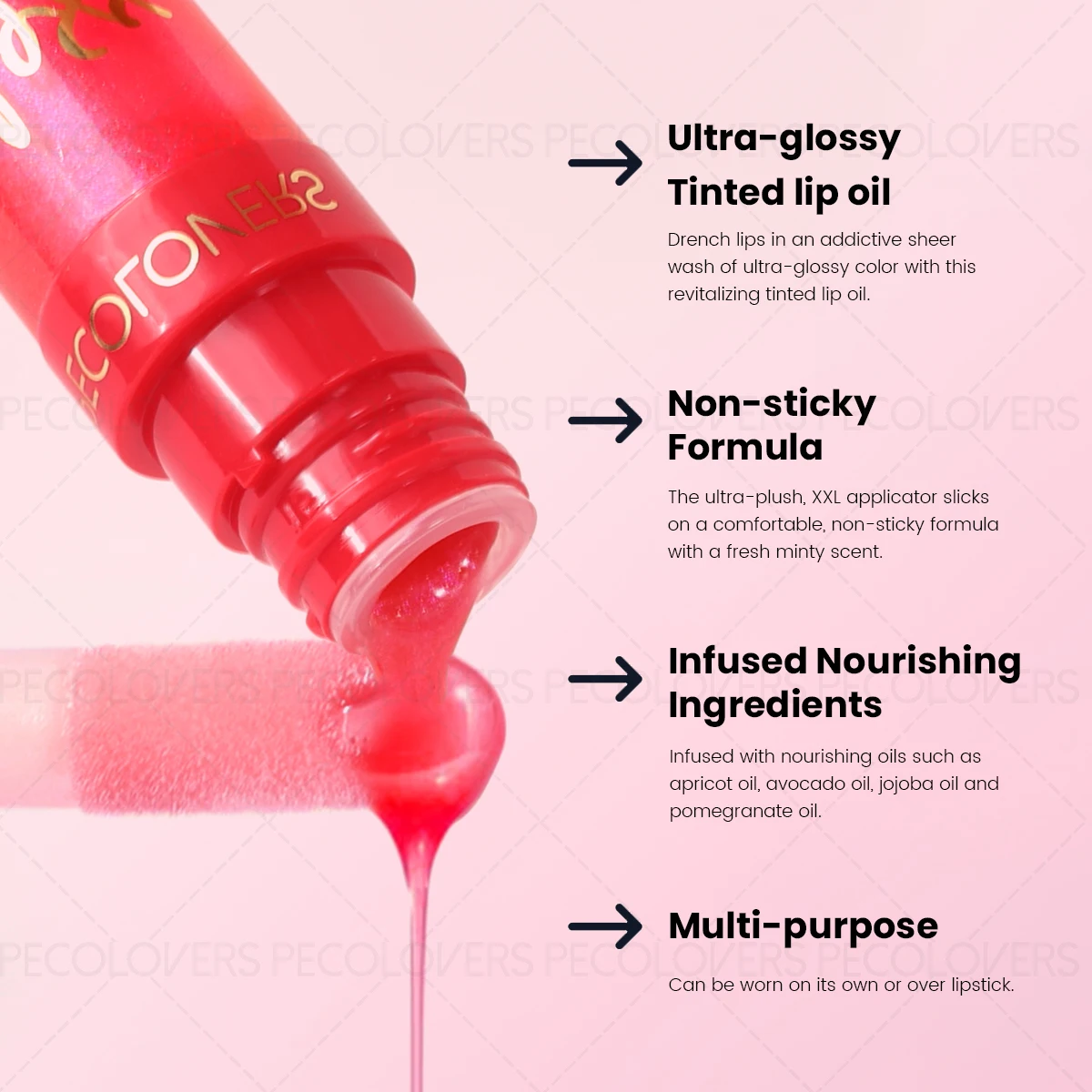 1PC Long-lasting Moisturizing Lip Gloss Lip Oil, Non-stick Cup, Ideal for Christmas, Halloween