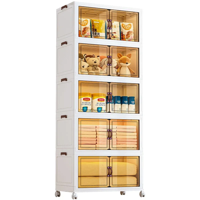 

Multi-layer stackable folding PP storage cabinet injection molding 35L capacity bedroom clothing organization