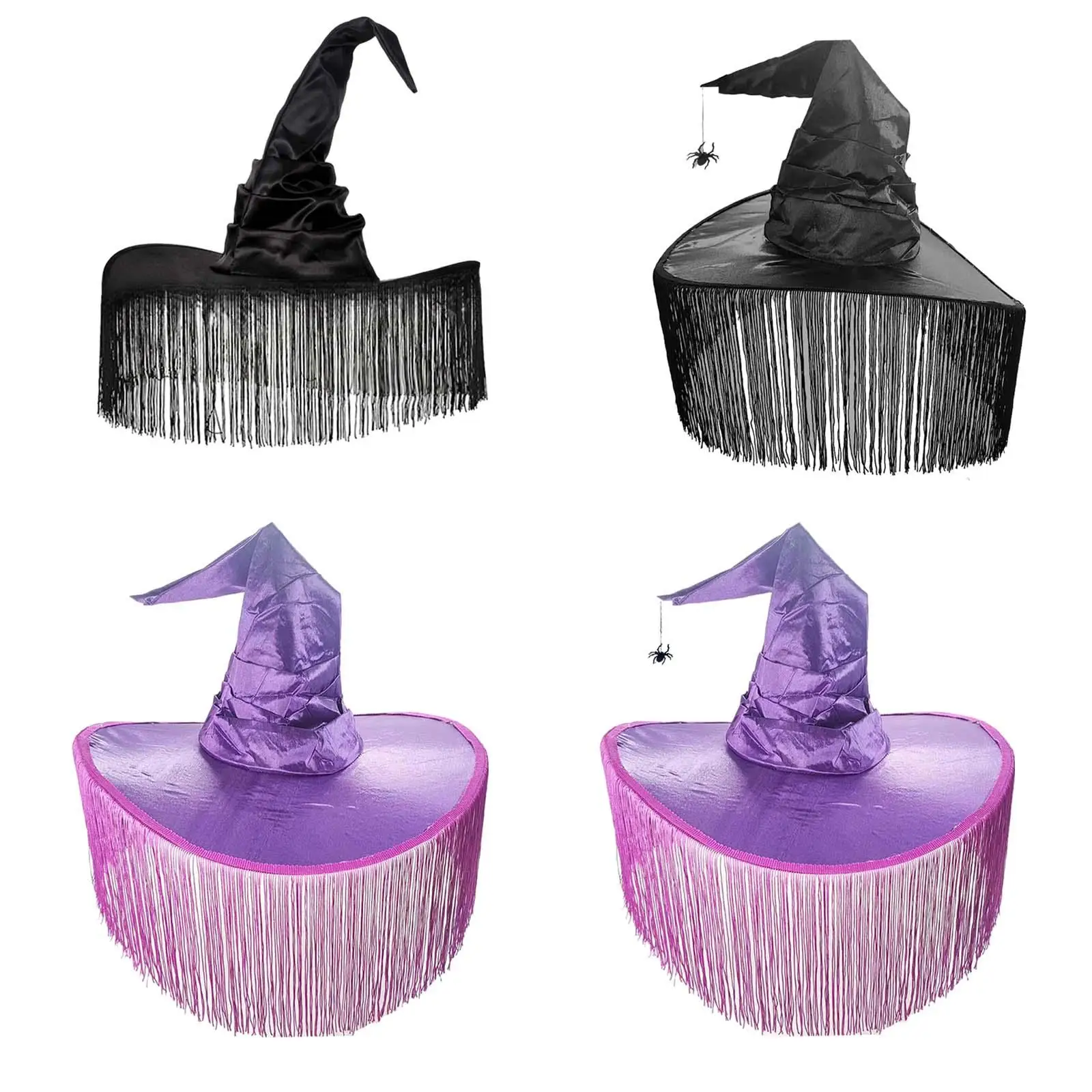 Witch Hat Headwear Halloween Party Headgear Decor Halloween Costume Accessory Cap Party Favors with Tassel Wizard Hat for Girl