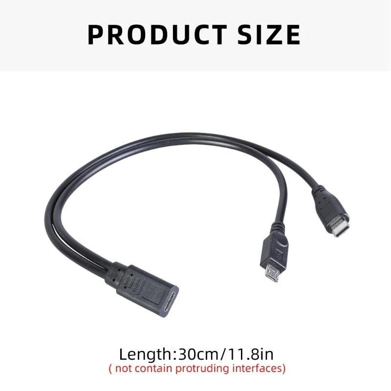 2-in-1-Ladekabel vom Typ C-Buchse auf Micro-USB + Typ-C-Stecker für Xiaomi Redmi Samsung Huawei USB-Ladekabel