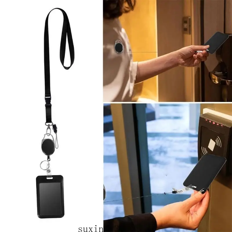 

Retractable Lanyard with Card Holder Water Resistant Identity Card Badge Holder with Lanyard Retractable Badge Reel Clip