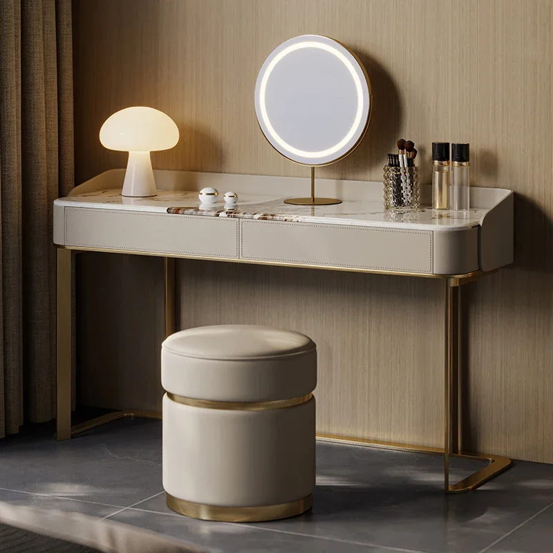 

Mirror Makeup Vanity Table Luxury White Storage Drawers Dressing Table Cosmetics Wood Mesa De Maquillaje Postmodern Furniture