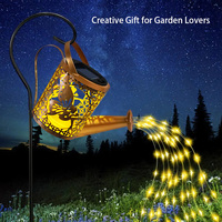 Solar Watering Can Light Outdoor Garden Decoration – Hollow Iron LED Projection Lamp, Waterproof Landscape Ground Stake Light