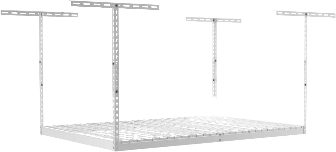 

Saferacks 4X6 Overhead Garage Storage Rack - Heavy Duty Steel Ceiling Mount Storage Shelves With 500 Lb Capacity - Adjustable,