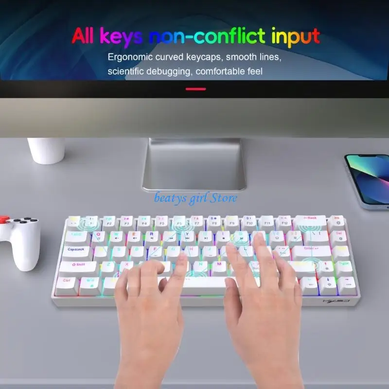 

C7AB Механическая игровая клавиатура со съемными клавишами 68 Ключ1,75 м. Съемный кабель