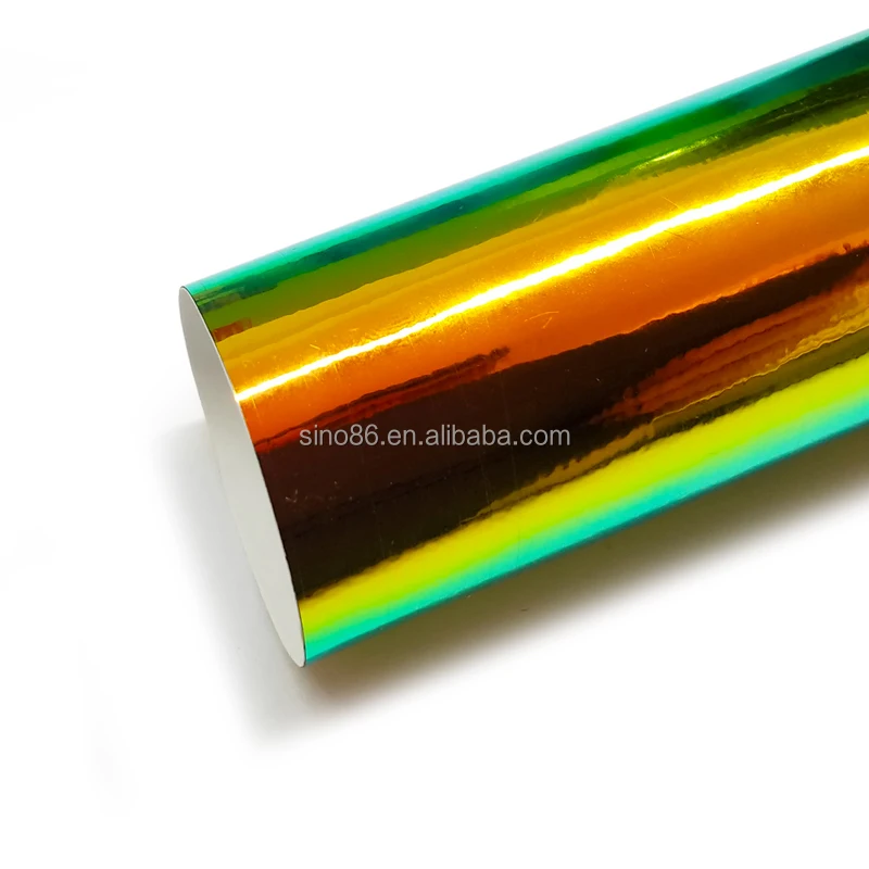 

Wholesale Air Bubble Free Holographic Chrome Rainbow Ammolite Green Removable Glue Auto Car Body Wrapping Vinyl