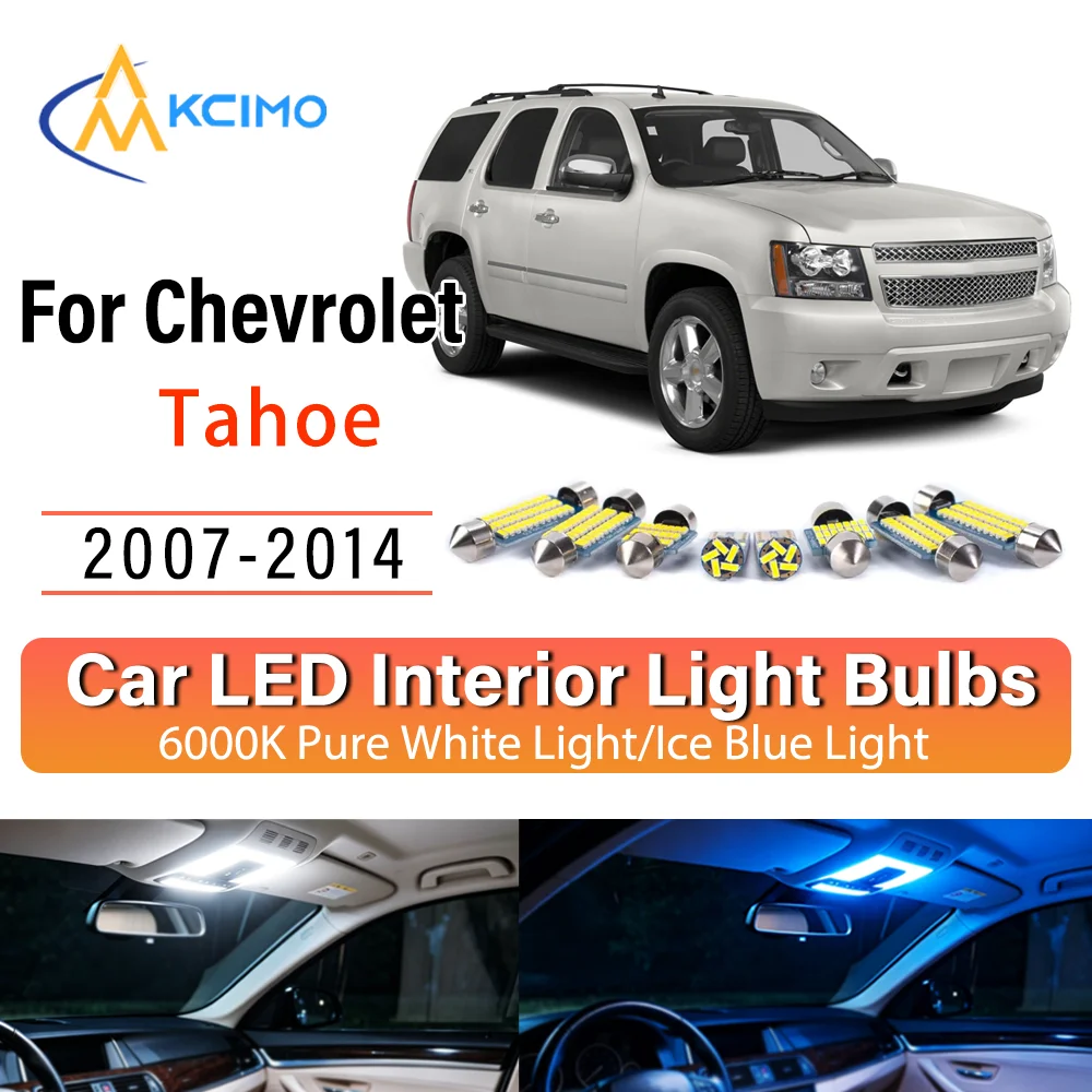 Kit d'éclairage intérieur LED à lueur persistante Plug & Play pour Chevrolet Tahoe 2007-2014 – Remplacement des lampes de dôme, de lecture, de coffre et de habitacle – Amélioration