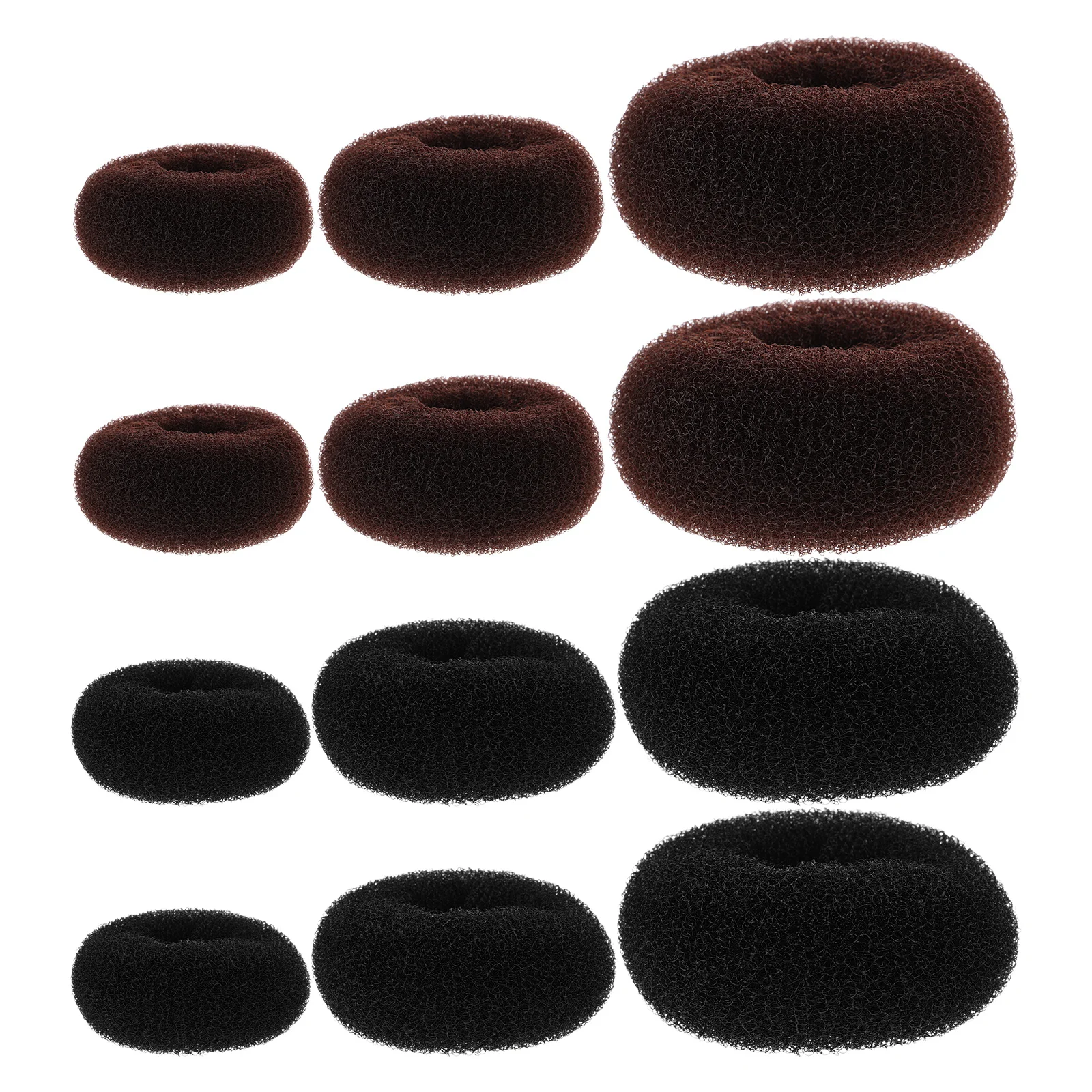 

12pcs Hair Bun Donut Rings Medium Large Extra Large Black Brown Easy Bun Tool Ballet Styling Hair Accessories For Women