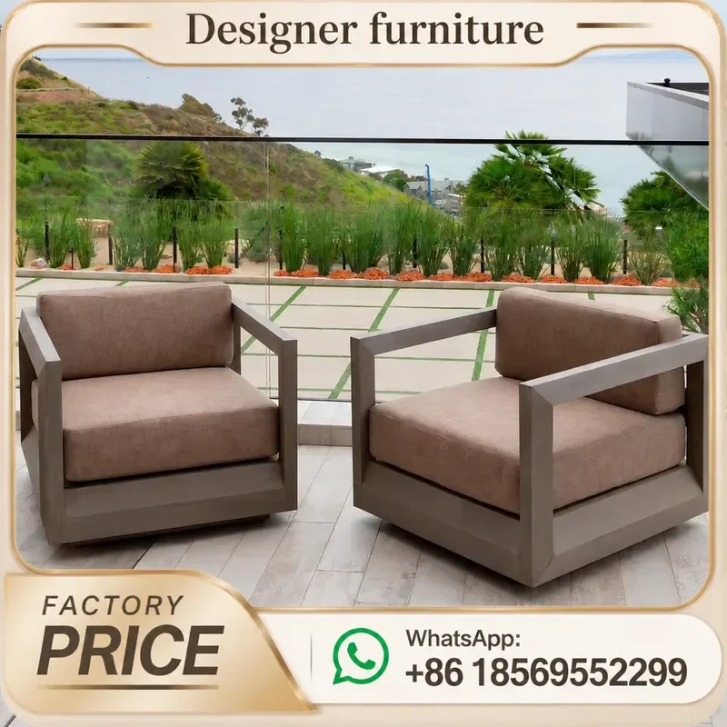 Teak Sofa Set Outdoor Garden Furniture Waterproof Patio Coffee Table Villa Courtyard Hotel All Weather Leisure