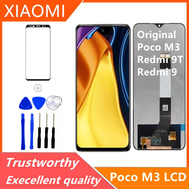 

6.53" Original For Xiaomi Poco M3 LCD Display Touch Screen Digitizer Assembly For Redmi 9T 9 T Redmi 9 Power LCD With Frame