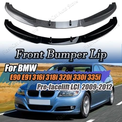 Black Front Bumper Lip Spoiler Splitter For BMW 3 Series E90 E91 LCI Facelift 320i 330i 2007-2012 Tuning Canard Lip Diffuser