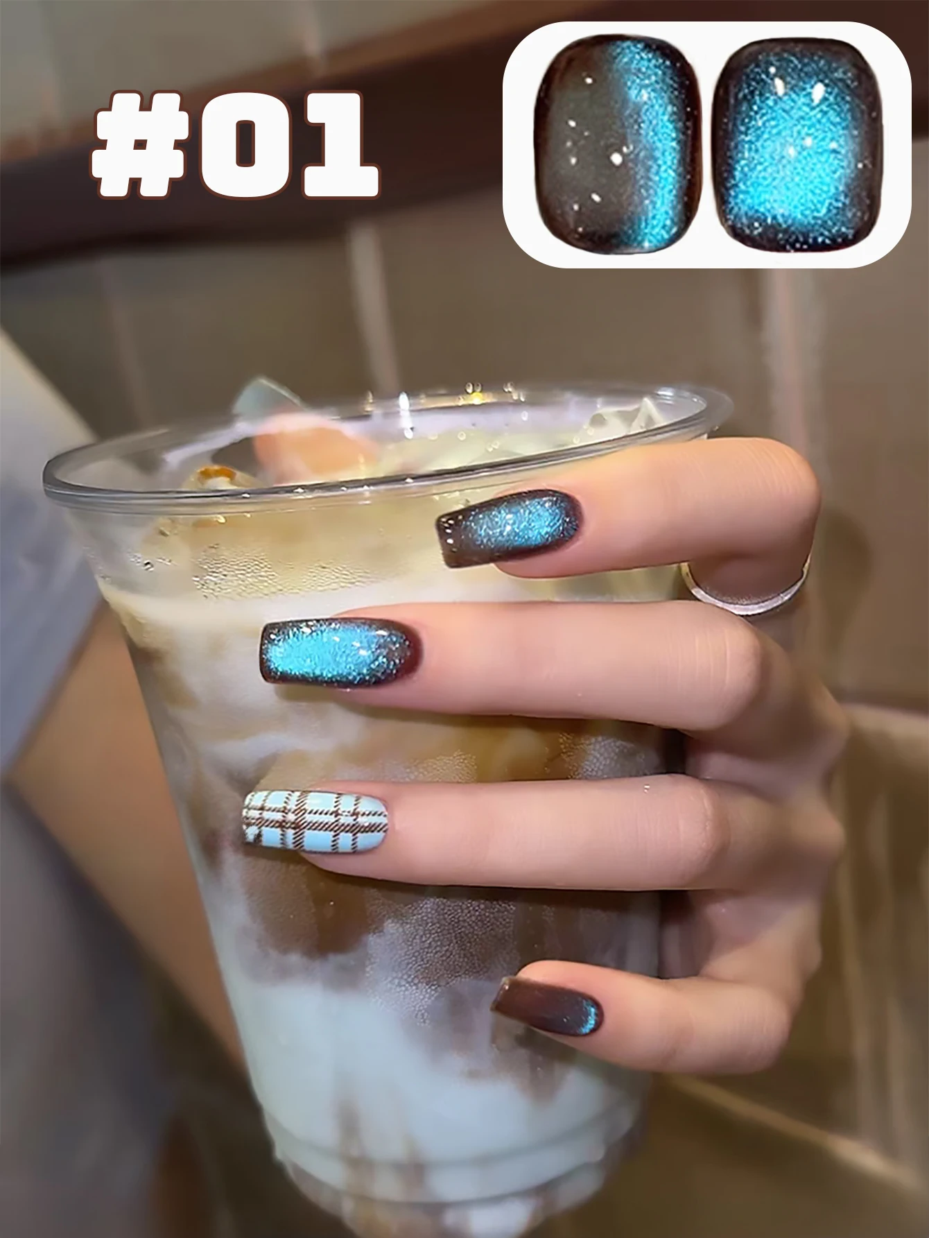 1pcs TC Glitter Green Coffee Brown Cat Eye Nail Art Autumn Whitening Desert Coffee Series Cat Eye Green Cat Eye Gel Nail Polish
