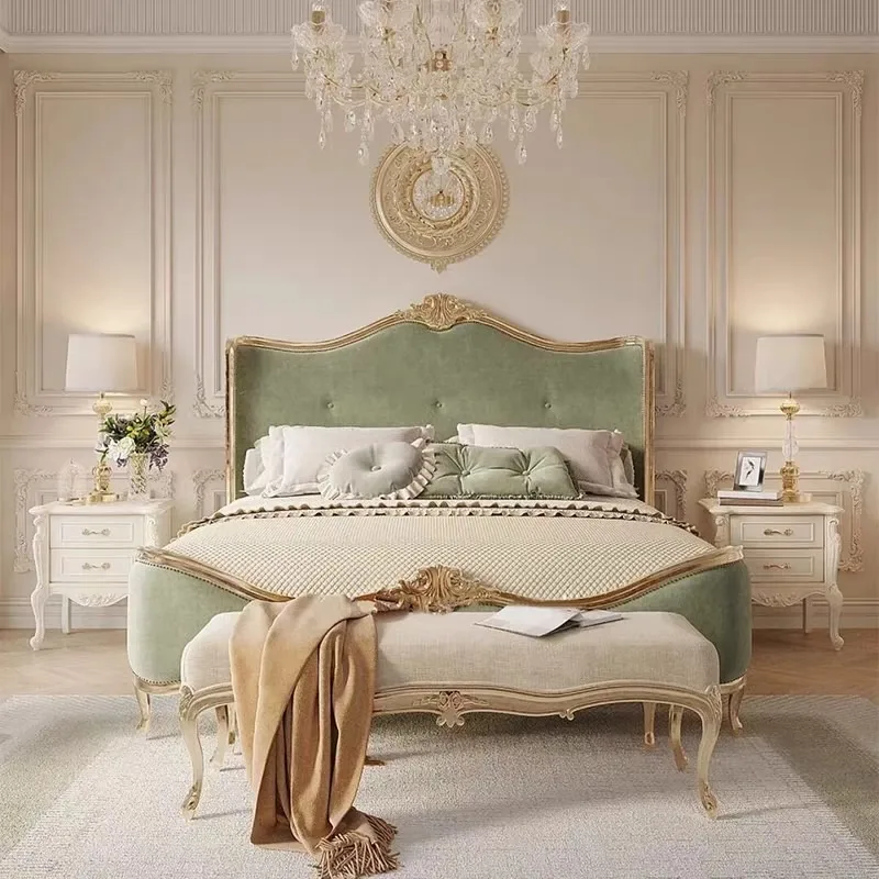 French Solid Wood Double Princess Bed American Light Luxury High-End Bedroom Master Bed Wedding Bed