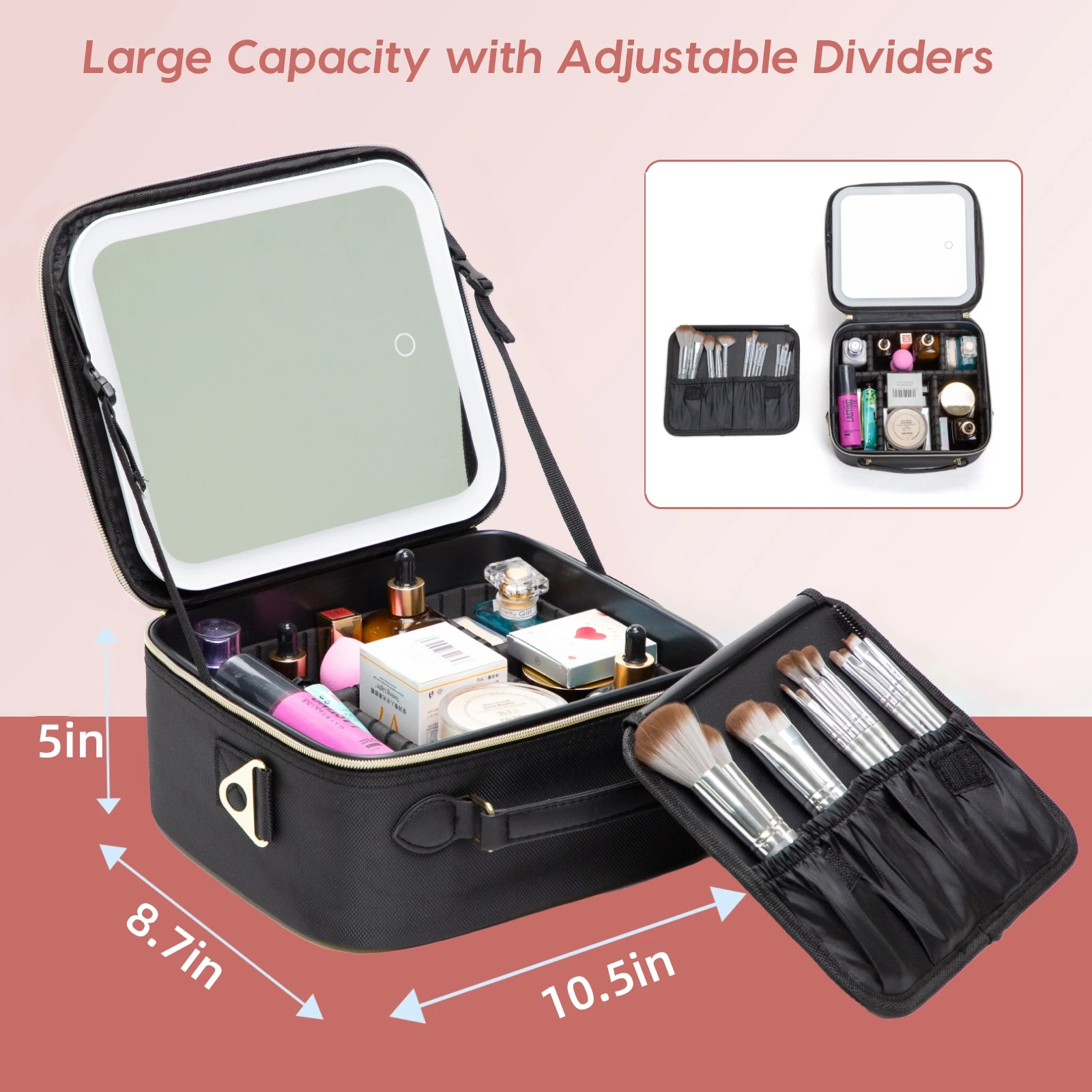 

PU Leather Makeup Bag with Mirror 2024 New Leather Multi-Functional Women Cosmetic Case Large Capacity Water-resistant Bag