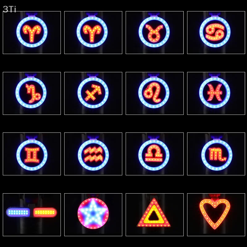 Coda per bicicletta circolare a forma di cuore creativo impermeabile 3 luci regolabili Luci freno per mountain bike Accessori per la guida della bicicletta