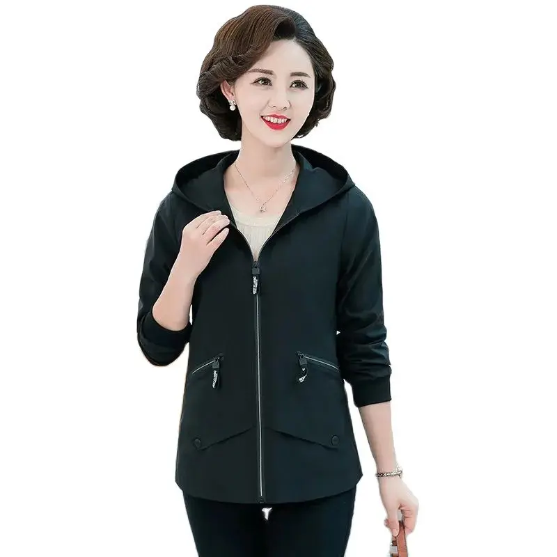 

Spring And Autumn Women's Fashion Autumn Coat Thin Section Women's Casual Solid Color Loose Hooded Outer Wear All-match Coat