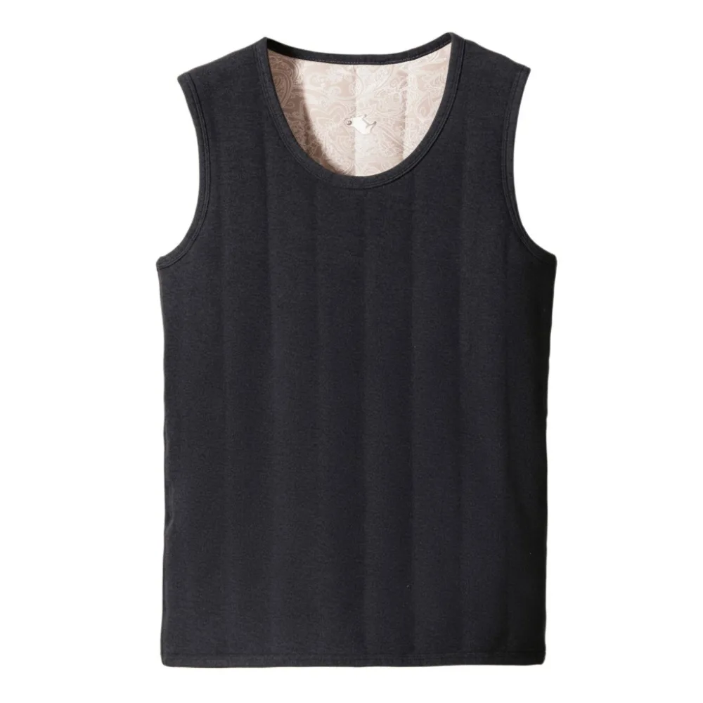 

Fashion Sleeveless Men's Velvet Vest Round Neck Thicken Top Warm Base Wool Vest Solid Color Plus Size Winter Thermal Vest Male