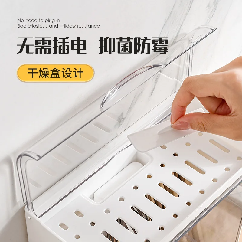 Dry chopsticks storage box Wall-mounted kitchen chopstick tube rack with cover tableware Dustproof and mildew-proof drain