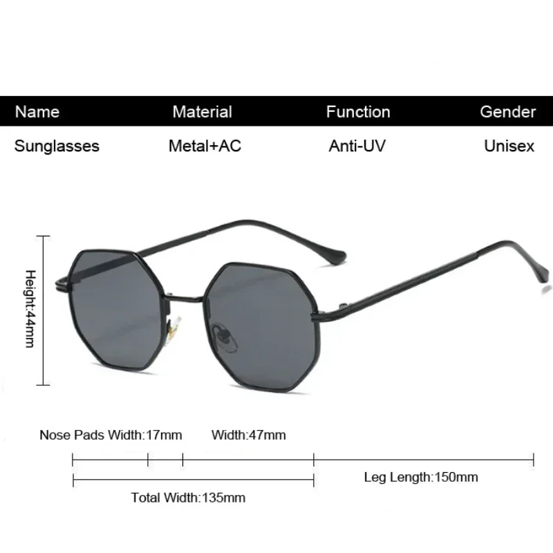 Polygonal Fashion Personalized Metal Frame Sunglasses Ultra Light Neutral Multi-color Lenses UV400 Resistant Sunglasses