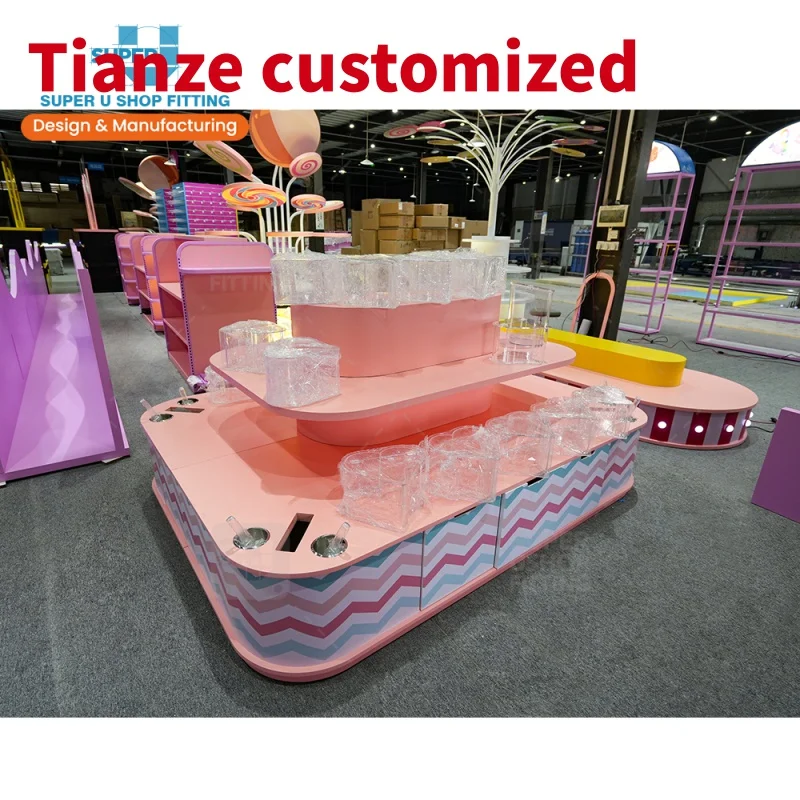 (customized)Custom Gondola Candy Display Rack Acrylic Box Candy Display Containers Sweet Candy Display Rack