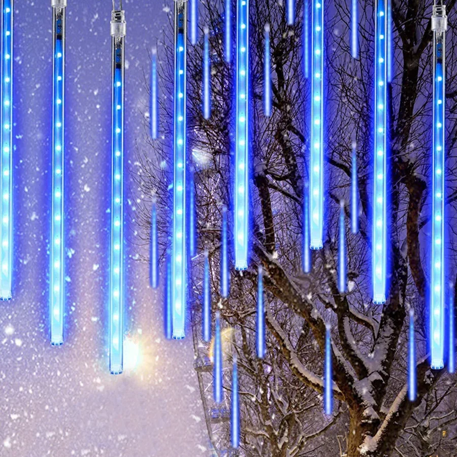 Thrisdar 50Cm 288 Led Kerst Meteorendouche Lichten Vallende Regen Ijspegel Lichtslinger Voor Vakantie Feest Huis Patio Buiten