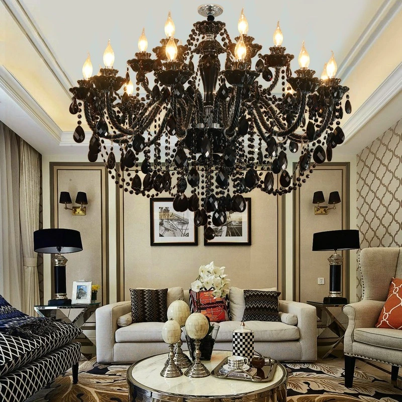 

Vintage Wooden Candlestick Chandelier Black Wood Hanging Chandeliers For Dining Room Kitchen Restaurants Bedroom Living Room