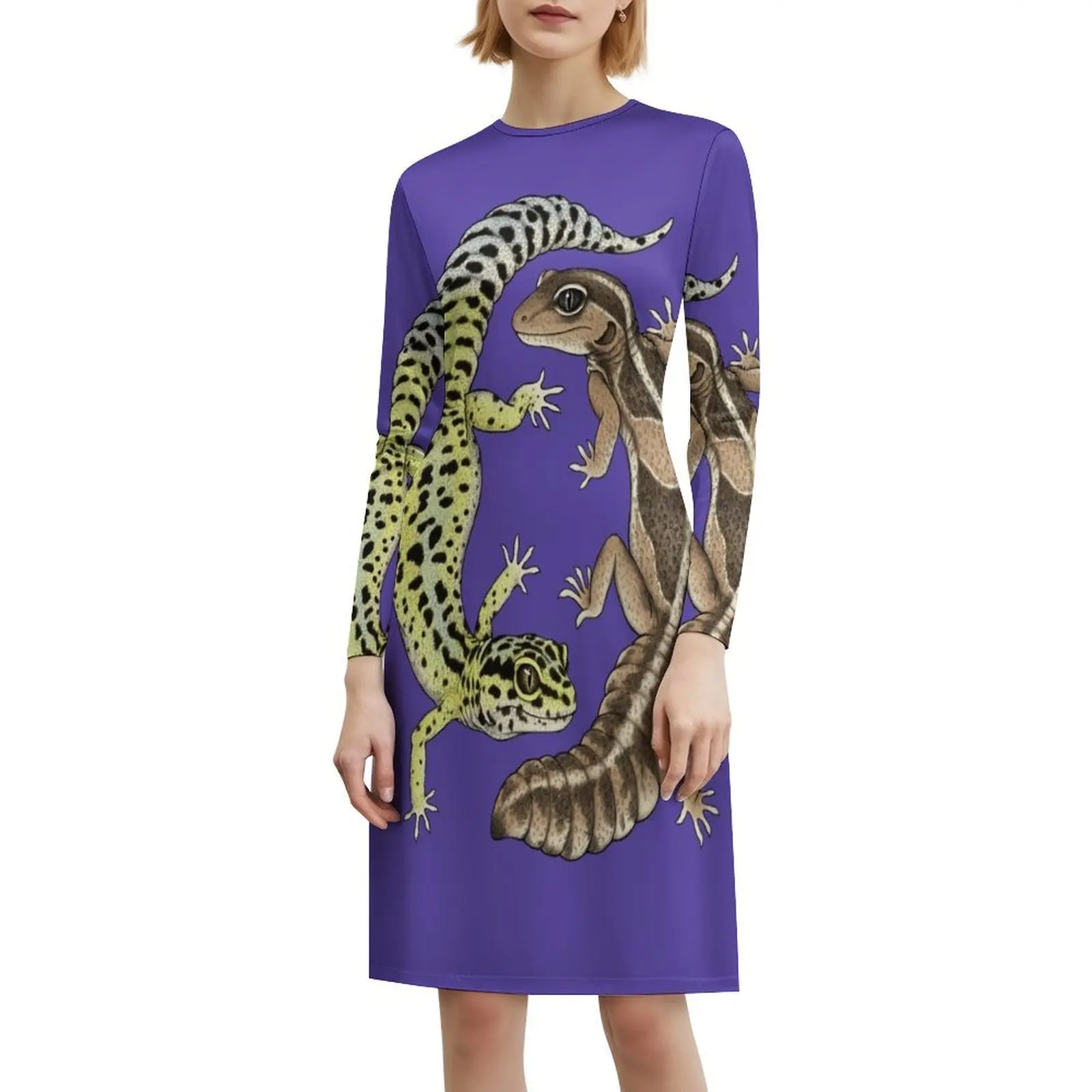 Geckos Boho Chic Dress Elegant Fashion Beach Wedding Party Gown Gecko Leopard Gecko Fat Tailed Gecko Evening Dress Women