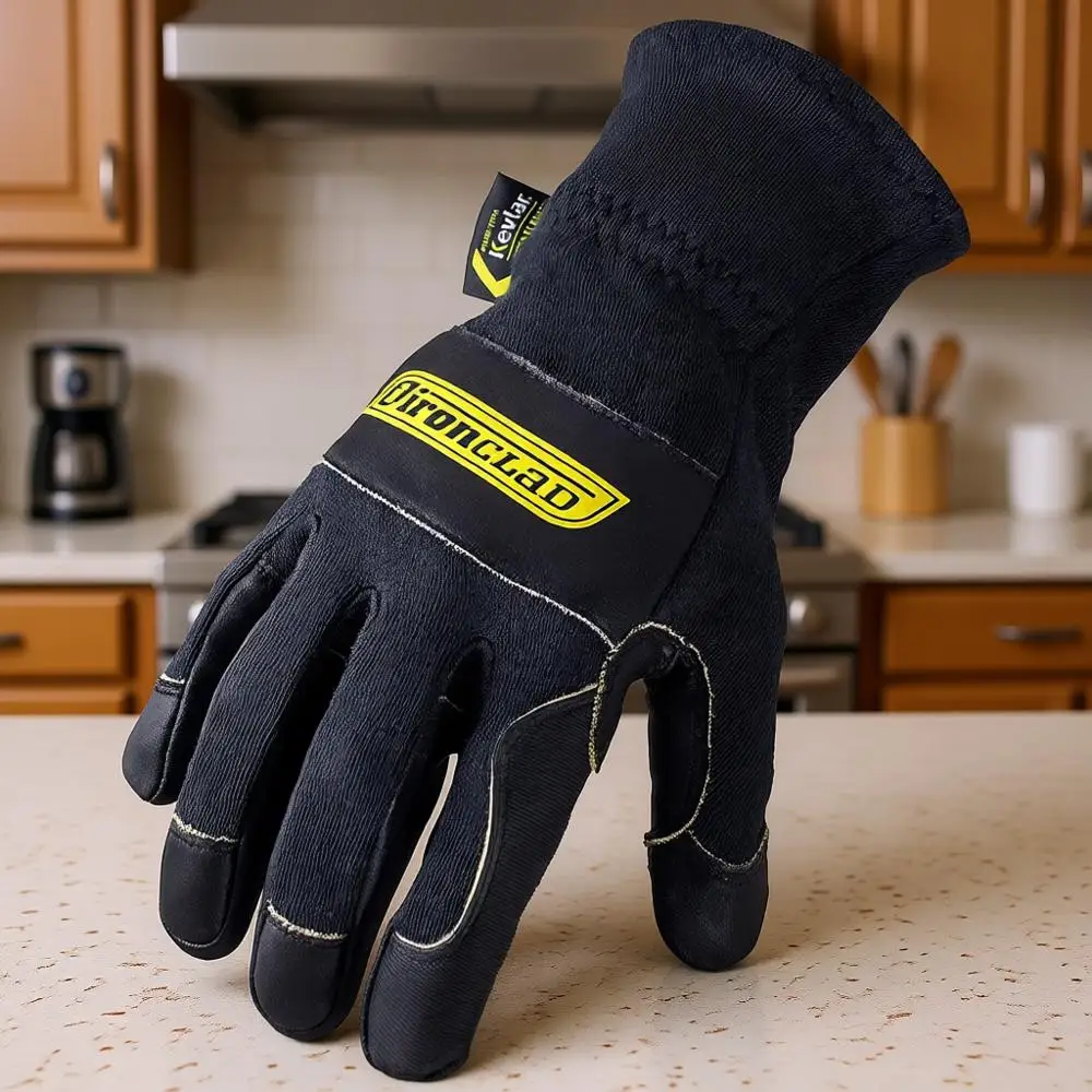 

Heavy-Duty Heat-Resistant Gloves, Up to 600°F (315°C), 1 Pair, XL, Black/Grey