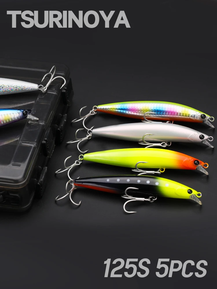 TSURINOYA tonąca drobna żądło 125S 125mm 28g 6 szt. Bezpłatna wysyłka rybacka na brzeg pudełko rybackie sztuczna trwała duża przynęta — zdjęcie 2