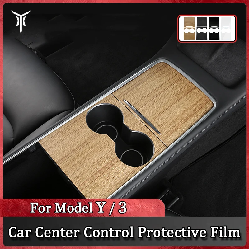 

For Model 3/Y 2021-2023 Center Console Panel Sticker Anti-scratch Wooden Decal DIY Car Interior Accessories Interior Mouldings