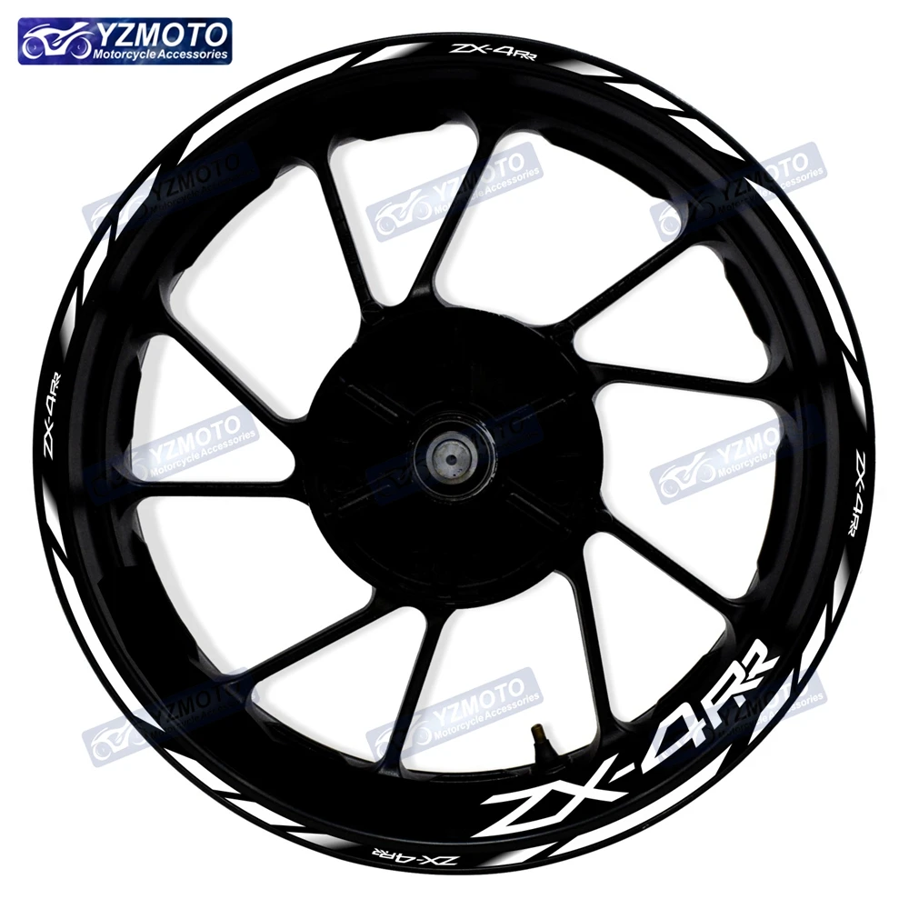 Naklejki na koła motocyklowe ZX-4RR ZX4RR ZX 4RR, 17 cali, na przednie i tylne koła, naklejki na piasty, zmodyfikowane, dekoracyjne, odblaskowe naklejki na obręcze.