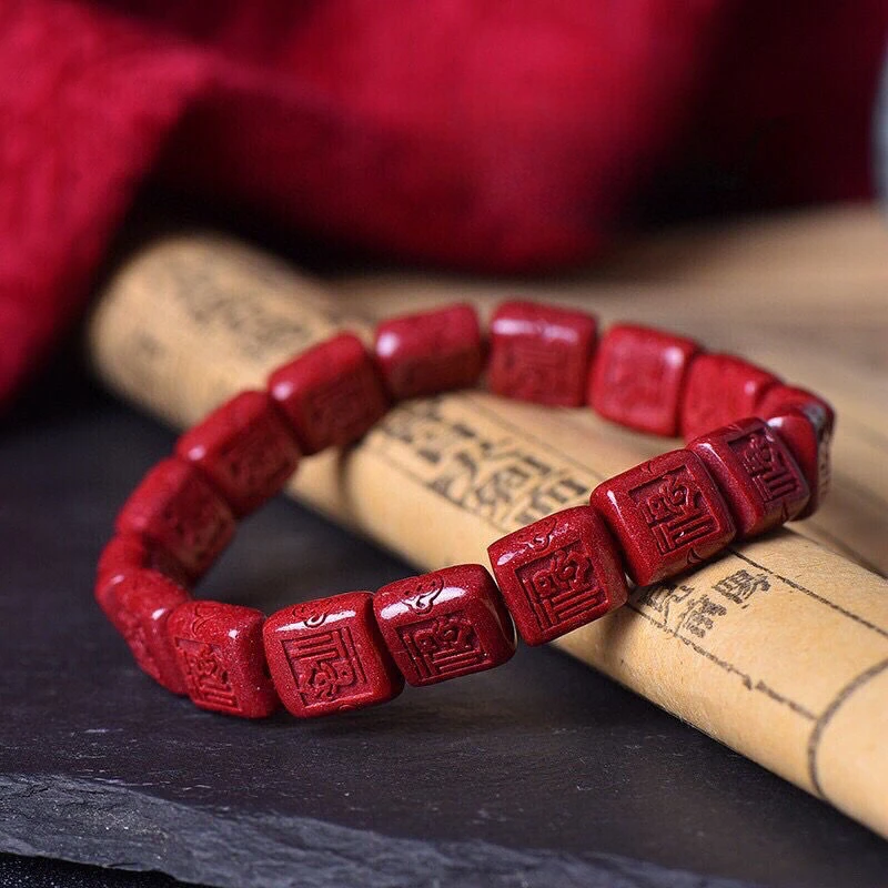 Natural Cinnabar Zijin Shafu Brand Bracelets for Men and Women in The Animal Year Trend Jewelry