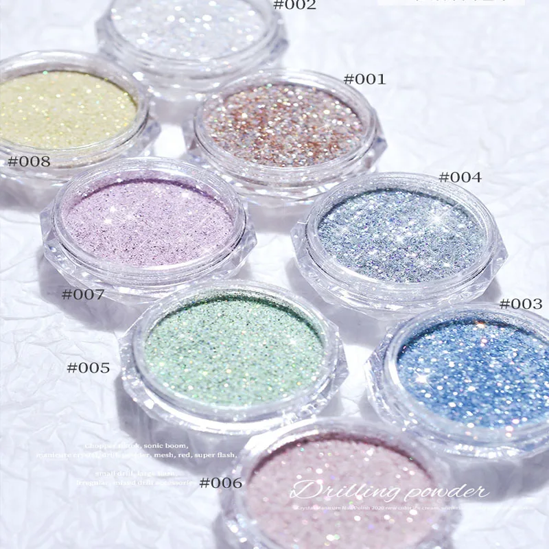 1Pot Sparkle Nail Art Shining Powder 8 Colors Nail Accessories Glitter Powder Polish Manicure Nail Art Decorations Glitter